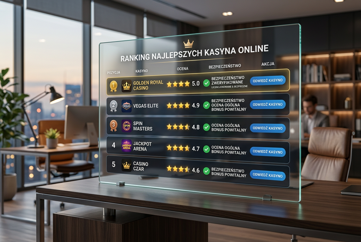 Nowoczesny ranking kasyn na pieniądze 2026 z elementami graficznymi wysokiej jakości
